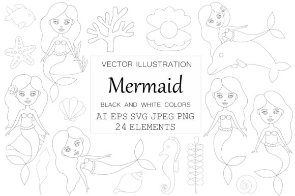 Download Mermaid Graphics. Mermaid Coloring - Mermaid graphics Collection